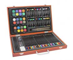 Meister 78-teiliges KÜNSTLER-Set/MALSET im Holzkoffer - Farbstifte, Wasserfarben, Ölpastell-Kreiden und viel Zubehör