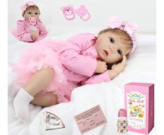 ZIYIUI Reborn Babys Mädchen Lebensechte 22 Zoll/55 cm Reborn Babypuppen Silikon Vinyl Reborn Toddlers Puppe Günstig Magnetisches Spielzeug
