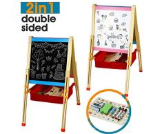 Tafel Kinder Magnettafel Staffelei Maltafel Kindertafel Holzspielzeug Doppelseitiger Höhenverstellbar Standtafel Spieltafel Pädagogisches Spielzeug für Kinder ab 3 4 5 6 Jahre Jungen Mädchen