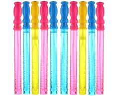 Partyjoker 12 Seifenblasenschwert - Seifenblasen Stab Set | Nachfüllbar | Bunte Farben - 37cm | Mitbringsel Kindergeburtstag