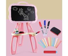 ROCK1ON Staffelei Kinder Doppelseitig Spieltafel Kindertafel Standtafel Maltafel Magnetisch Whiteboard/Tafel mit Büroklammern Kunst Staffelei für Kinder über 3 Jahre,Pink