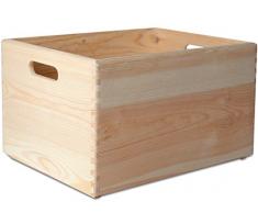 Creative Deco XXL Große Holzkiste Obstkiste Korb | 40 x 30 x 24 cm | mit Griffen | ohne Deckel | Hölzernen Kasten Unlackiert Holzbox Kiste | Ideal für Dokumente, Wertsachen, Spielzeuge und Werkzeuge