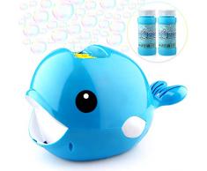 Baztoy Seifenblasenmaschine mit 2 Flüssigkeit für Kinder Junge Mädchen Seifenblasen Spielzeug Automatische Bubble Machine Maker mit 3000+ Bubbles Pro Minute Outdoor Geschenk für Garten Party Hochzeit