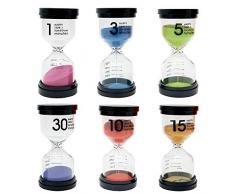 THE TWIDDLERS Packung mit 6 Sanduhren Eieruhren mit verschiedenen Zeiteinstellungen - 4 Uhren - Perfekt für zu Hause - Klassenzimmer - Spiel, Küche & Büro