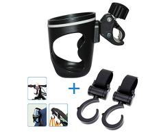 AOBETAK Kinderwagen Getränkehalter,Trinkflaschenhalter für Kinderwagen mit Haken Zubehör,Universal Flaschenhalter Fahrrad für Rollstuhl Fahrrad Moutainbike Baby Buggy Kaffee, Schwarz
