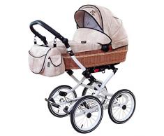 Korbkinderwagen Nature Typ 134/206 aus hochwertiger Korbweide, Dessin: Lederlook Vanille