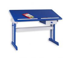 IDIMEX Kinderschreibtisch Schülerschreibtisch Flexi, höhen- und neigungsverstellbar, aus Kiefer massiv weiß blau lackiert