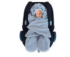 SWADDYL ® Fußsack Einschlagdecke Maxi cosi I Baby Wintersack I Babydecke für Babyschale, Kinderwagen - für Winter aus Fleece/Baumwolle (Blau)
