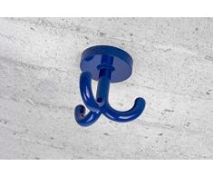 Gedotec Kleiderhaken Kinder Drehhaken Garderoben-Haken Dreifachhaken drehbar Kunststoff RAL 5002 - ultramarinblau | Kita | Möbelbeschläge - Made IN Germany | 1 Stück - Unterbauhaken Decken-Montage