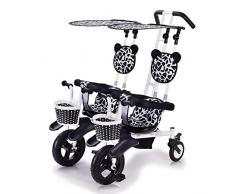 CHEERALL Kinder-Doppel-Dreirad Leichtes 2-Sitzer-Fahrrad-Doppel-Kinderwagen mit abnehmbarem Baldachin , Sicher und Komfort für Kinder von 6 Monaten bis 4 Jahren