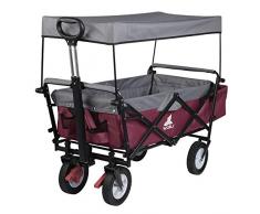 WOLTU Bollerwagen faltbar Handwagen Gartenwagen mit Dach, Rollen mit Bremse, Strandwagen mit Sonnenschutz, für den Garten Camping Kinder, 80 kg belastbar, Fuschia, TW008fsg