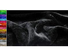 StoffBook KUNSTPELZ Kaninchen PLÜSCH Stretch Stoff Stoffe METERWARE, C950 (Schwarz)