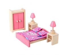 MagiDeal Puppenhaus Möbel Holz Spielzeug Set Schlafzimmer