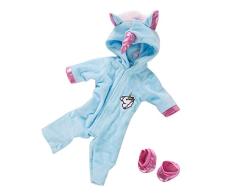 CUTICATE Einteiliger Puppen Overall Mädchenpuppen Bekleidung Unicorn Jumpsuit Schuhe Set - Blau