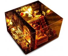 Kinder Kinder interessantes Spielzeug DIY Puppenhaus Miniatur-Kit Kinderspielzeug Kreative Diy Haus Weihnachten Karneval Nacht Handbuch Montage Modell Geburtstag ist Mini Diorama Haus Renovierung DIY
