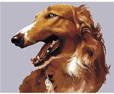 Jkykpp Hundeölgemälde DIY Gemälde nach Zahlen Tiere Hunde Ausmalbilder Drucken auf Leinwand Geschenk für Wohnkultur Wandkunst Größe: 40X50Cm Ungerahmt
