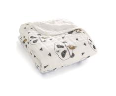 Miracle Baby Musselin Babydecke, Superweich Baumwolle Kuscheldecke, Zwei Lagen Decke Pucktüche für Kinder et Baby Kinderwagen und Babyschale 120 * 120 cm(Panda)