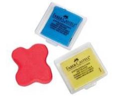 Knetgummi Radierer, Faber Castell in Rot, Gelb oder Blau, sortiert.