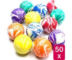 Praknu Große Flummis XL 42mm - Bunte Farben - 50 Stück - Mitgebsel Kindergeburtstag Mädchen oder Junge