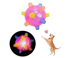 Colmanda Blinkender Ball Hundeball Pet Katzen Springen Bälle Haustiere LED Springball Tanzen Ball Pet LED Jumping Ball für Hund Katze Spielzeug Ball Hundespielzeug Springball - Pink