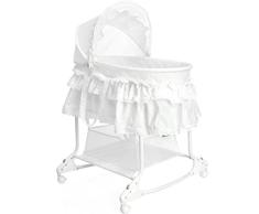 Babywiege/Stubenwagen mit Schaukelfunktion (Abnehmbarer Babykorb) (Weiß)