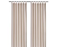 heimtexland ® Dekoschal mit Schlaufen und Kräuselband uni in creme HxB 245x140 cm BLICKDICHT aber Lichtdurchlässig - Vorhang natürlich matt beige einfarbig mit wunderschön leichtem Fall - Schlaufenschal Bandschal ÖKOTEX Gardine Typ117
