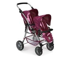 Bayer Chic 2000 691 78 Tandem-Buggy Twinny, Zwillingspuppenwagen für Puppen bis 50 cm, Stars Brombeere