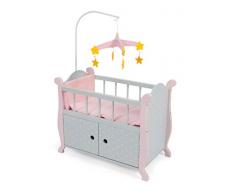 Bayer Chic 2000 510 91-Puppenbett mit Mobile, Puntos grau, bunt