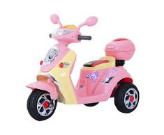 HOMCOM Elektro Kindermotorrad Elektromotorrad Kinderelektroauto Kinderfahrzeug Dreirad, 6V, Metall+PP, 108x51x75cm (Rosa+Gelb)