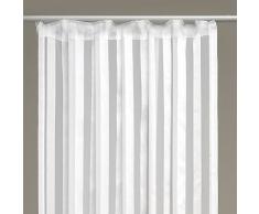 Dekoschal Gardine Vorhang Streifen halbtransparent Auswahl: Universalband 140x 145cm weiß - perlweiß