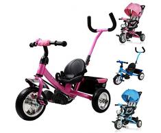 Dreirad Kinderdreirad Fahrrad Raceline Kinder Kleinkinder Baby | Sicherheitsgurt | abnehmbare Lenkstange | verstellbare Fußablage | blau
