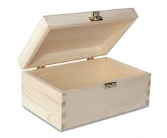 Creative Deco Holzkiste Holzbox mit Deckel | 21,5 x 13,8 x 10 cm | Holz-Schatulle Holz-Kästchen Schatz-Kiste Kiefer Unbehandelt