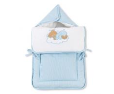 Fußsack Einschlagdecke Decke für Kinderwagen, Babyschale & Maxi Cosi Baumwolle, Farbe:Blau