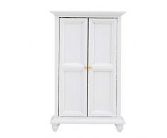 1:12 Puppenhaus Miniatur Weiß Holz Kleiderschrank Pretend Play Kleiderschrank Doppeltür Haushaltsschrank Puppenhaus Möbel Zubehör Dekor