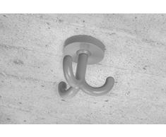 Gedotec Kleiderhaken Kinder Drehhaken Garderoben-Haken Dreifachhaken drehbar Kunststoff RAL 7000 - fehgrau | Kita | Möbelbeschläge - Made IN Germany | 1 Stück - Unterbauhaken Decken-Montage