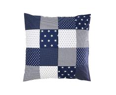 ULLENBOOM ® Baby Patchwork Kissen 80x80 cmBlaue Sterne” (Made in EU) - mit Füllung & weichem Kissenbezug aus Baumwolle, als Kinderkissen, Dekokissen im Kinderzimmer oder als Kinderwagendecke