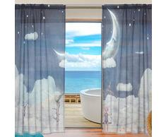 Yibaihe Mnsruu Vorhang für Kinder auf den Wolken, durchsichtig, 198 cm lang, Voile-Vorhang, Vorhänge für Wohnzimmer, Schlafzimmer, 2 Paneele