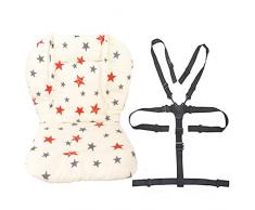 Kinderwagen/Hochstuhl Sitzkissen Liner Mat Pad Cover Resistant und Hochstuhlgurte (5-Punkt-Auffanggurt) 1 Anzug (Sterne)