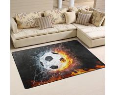 yibaihe, leicht, bedruckt mit Deko-Teppich, Teppich, modern, Muster für Fußball, wasserabweisend stoßfest. Für Wohn- und Schlafzimmer, 153 x 100 cm
