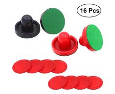 TOYMYTOY Airhockey Pushers Pucks Set, 4 Drücker + 4 Lints + 8 Dunkelblau Pucks