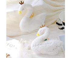 Romote Schwan-Prinzessin Plüsch Stofftier mit funkelndem Crown Schlüsselanhänger Handtasche Auto-Dekoration Schlüsselanhängern netten Plüsch-Puppe Keychain Metall Keychain (Short Fluff)