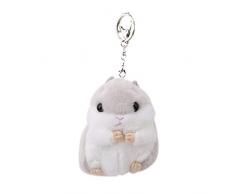 Underleaf Netter Grauer Plüschhamster-Schlüsselring Schlüsselbund-Taschen-Verzierung