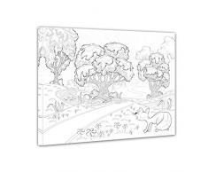 Einführungsangebot: SENSATIONSPREIS Bilderdepot24 - Phantasiebäume - Ausmalbild auf Leinwand, aufgespannt auf Rahmen - 50x40 cm - fertig gerahmt, direkt vom Hersteller