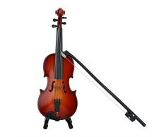 Zerodis Mini Violine Holz Musikinstrument Modell Puppenhaus Dekor Zubehör mit Bogen Stand Support und Geigenkasten für Kinder