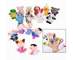 Xrten 16pcs Fingerpuppen Spielzeug für Baby,Samt Handpuppe Set Pädagogische Spielzeug