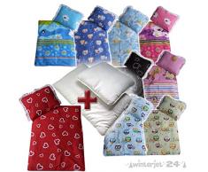 Rawstyle 4 tlg. Set Bezug für Kinderwagen *STERNE* Garnitur Bettwäsche Decke + Kissen + Füllung (Marineblau + Sterne Weiß)