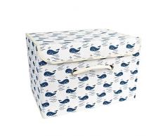 Aufbewahrungskiste Spielzeugkiste Faltbar Aufbewahrungsbox mit Deckel Kinder Spielzeug Organizer Aufbewahrungskorb Korb für Kleidung Faltbox Vorratsbehälter aus Baumwollgewebe (Wal)