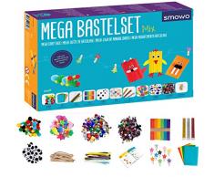 Smowo Mega Bastelset Starterset - Bastelbox Mix - mit kreativen Bastelideen - Bunte Bastelbedarf Box zum basteln für Mädchen und Jungs