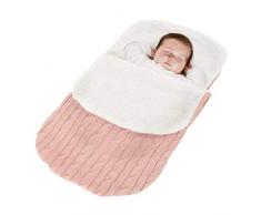 Minetom Kinderwagen Baby Schlafsack Stricken Winter Buggy Babyschale Winterfußsack Weich Warmes Plüsch Draussen Fußsack Babydecke Footmuff Rosa 38 * 68 cm