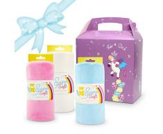 kullaloo Geschenk für Nähfans: Set mit 3 Plüsch-Banderolen und Einhorn-Geschenkbox